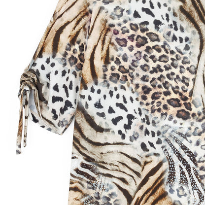 Clara Sunwoo Classic - Butter Knit - Pull-Tie Cuff Tunic - Cheetah Stripe - Final Sale