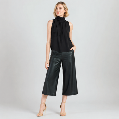 Clara Sunwoo Best Seller - Mock Neck-Tie Detail Top - Black - Final Sale