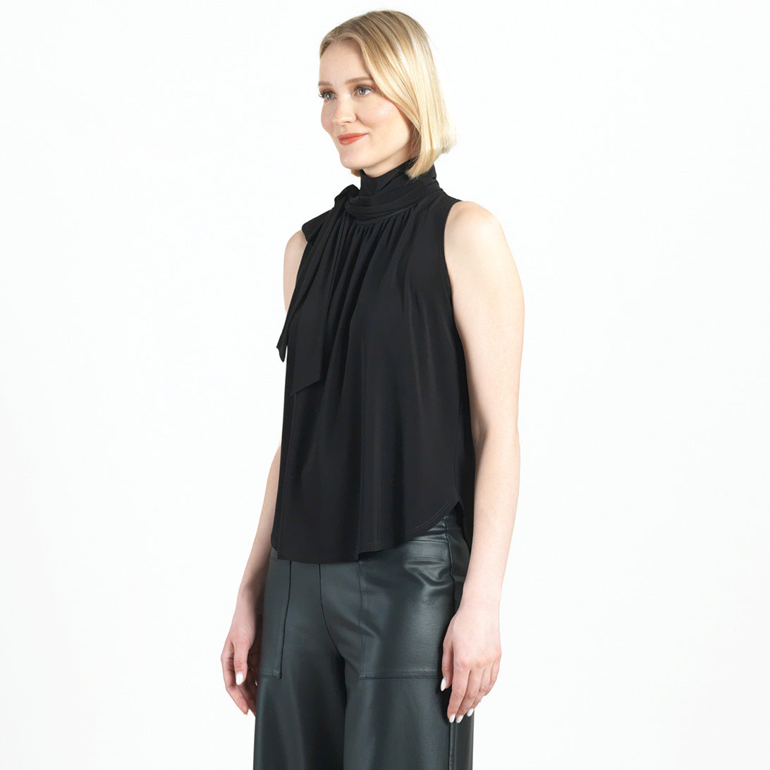 Clara Sunwoo Best Seller - Mock Neck-Tie Detail Top - Black - Final Sale