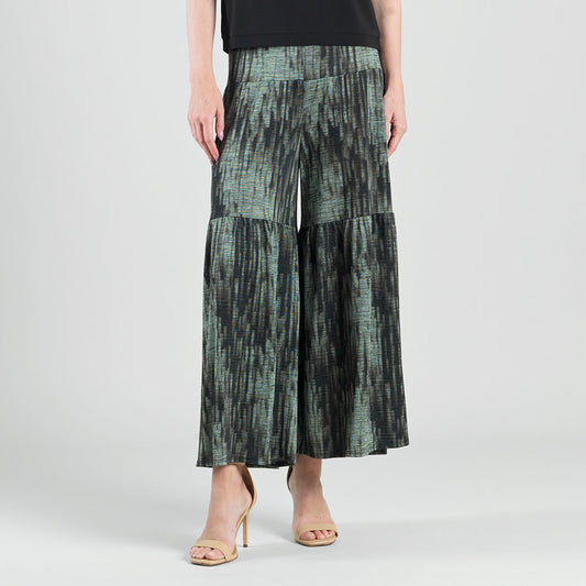 Clara Sunwoo Deals - Crinkle Pleat Knit - Tiered Skirt-Pant - Water Ripple-Olive - Final Sale!