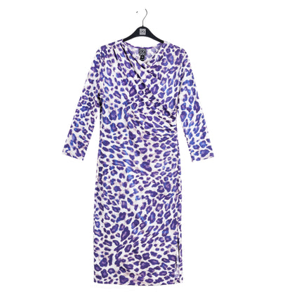 Clara Sunwoo Recommended - Foil Knit - Side Slit 3/4 Sleeve Midi Dress - Plum Cheetah - Final Sale!