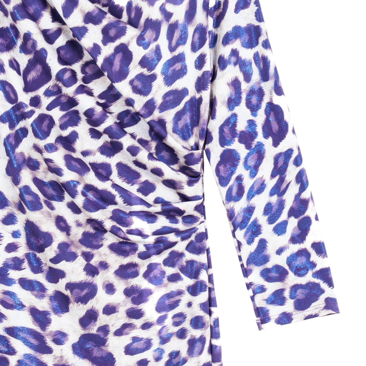 Clara Sunwoo Recommended - Foil Knit - Side Slit 3/4 Sleeve Midi Dress - Plum Cheetah - Final Sale!