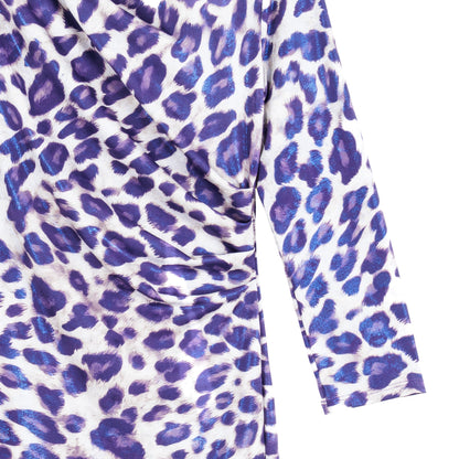 Clara Sunwoo Recommended - Foil Knit - Side Slit 3/4 Sleeve Midi Dress - Plum Cheetah - Final Sale!