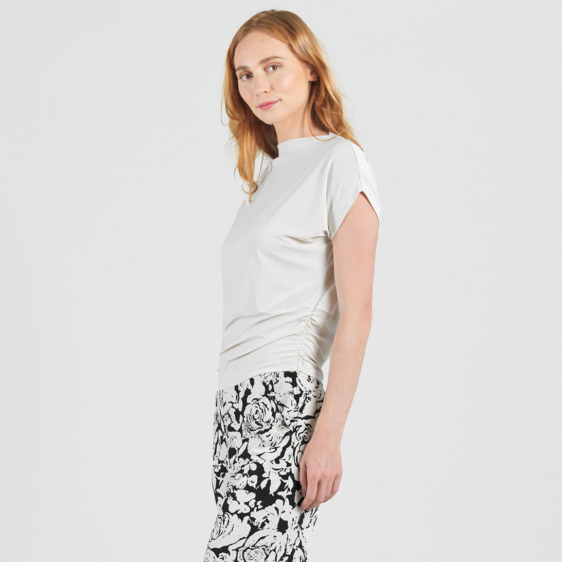 Clara Sunwoo Exclusive - Side Ruched Boat Neck Top - Bone - Final Sale