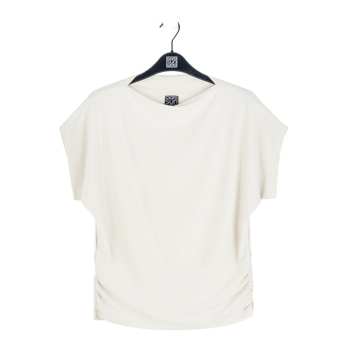 Clara Sunwoo Exclusive - Side Ruched Boat Neck Top - Bone - Final Sale