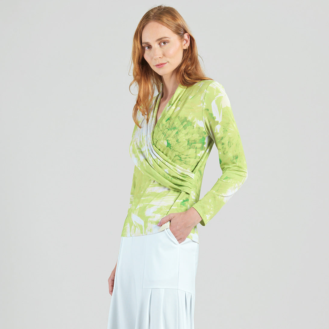 Clara Sunwoo Sale - V-Neck Draped Pleat Top - Floral Citrus - Final Sale