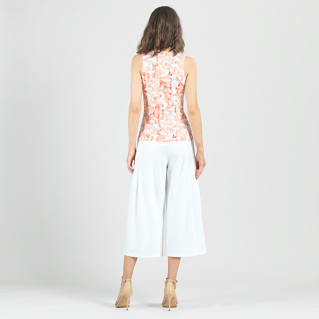 Clara Sunwoo Exclusive - Sleeveless V-Neck Center Front Tie Top - Damask Motif - Final Sale