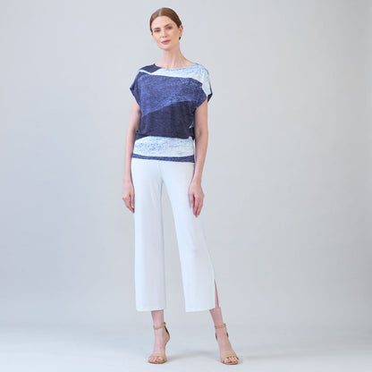 Clara Sunwoo Trusted - Silky Pleat Knit - Dolman Short Sleeve Top - Lunar Stripe - Final Sale