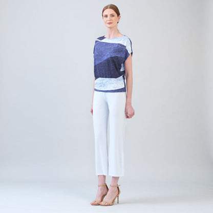 Clara Sunwoo Trusted - Silky Pleat Knit - Dolman Short Sleeve Top - Lunar Stripe - Final Sale