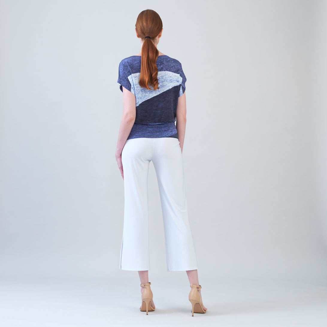 Clara Sunwoo Trusted - Silky Pleat Knit - Dolman Short Sleeve Top - Lunar Stripe - Final Sale