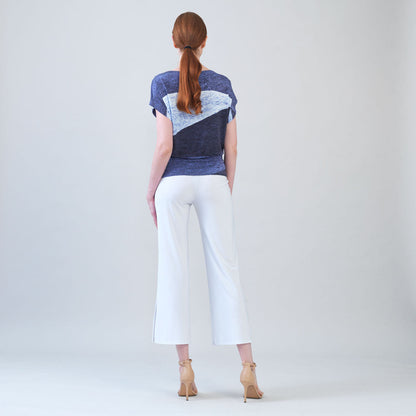 Clara Sunwoo Trusted - Silky Pleat Knit - Dolman Short Sleeve Top - Lunar Stripe - Final Sale