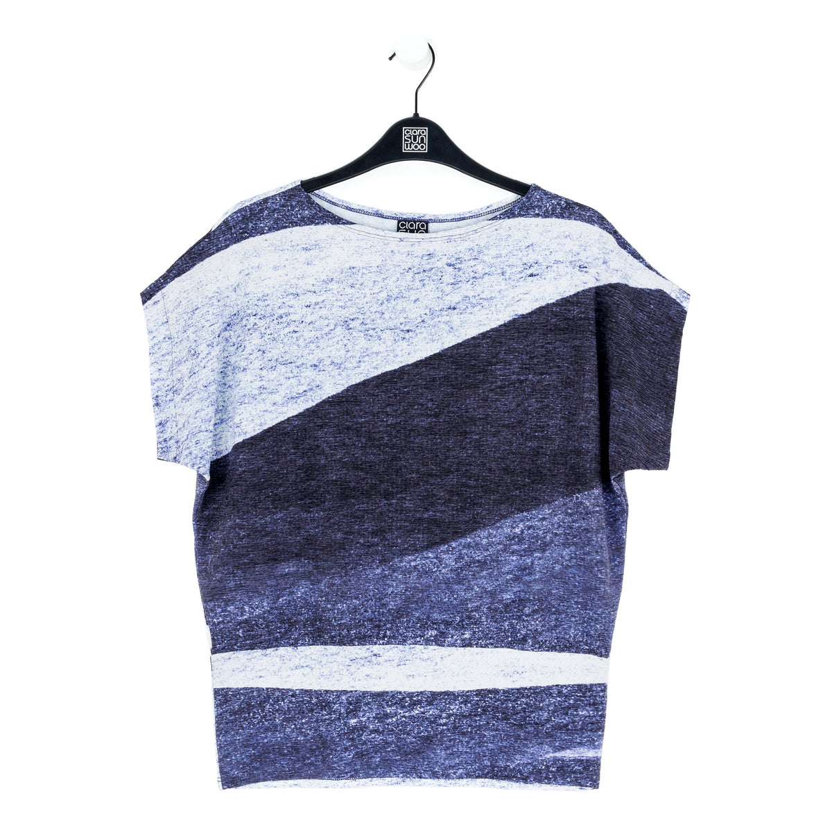 Clara Sunwoo Trusted - Silky Pleat Knit - Dolman Short Sleeve Top - Lunar Stripe - Final Sale