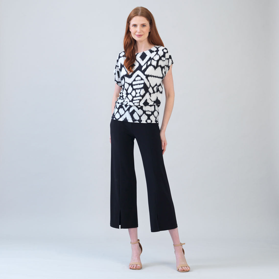 Clara Sunwoo Hot Sale - Crinkle Pleat Knit - Dolman Short Sleeve Top - Aztec - Final Sale