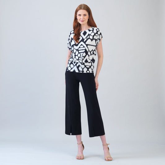 Clara Sunwoo Hot Sale - Crinkle Pleat Knit - Dolman Short Sleeve Top - Aztec - Final Sale
