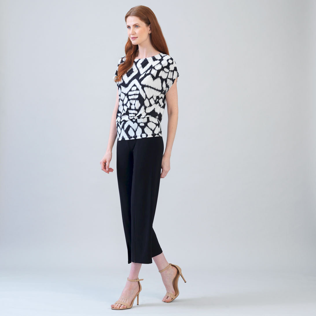 Clara Sunwoo Hot Sale - Crinkle Pleat Knit - Dolman Short Sleeve Top - Aztec - Final Sale