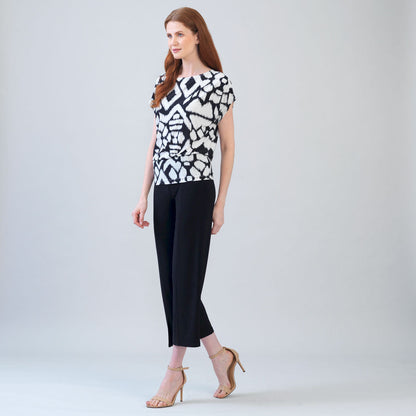 Clara Sunwoo Hot Sale - Crinkle Pleat Knit - Dolman Short Sleeve Top - Aztec - Final Sale