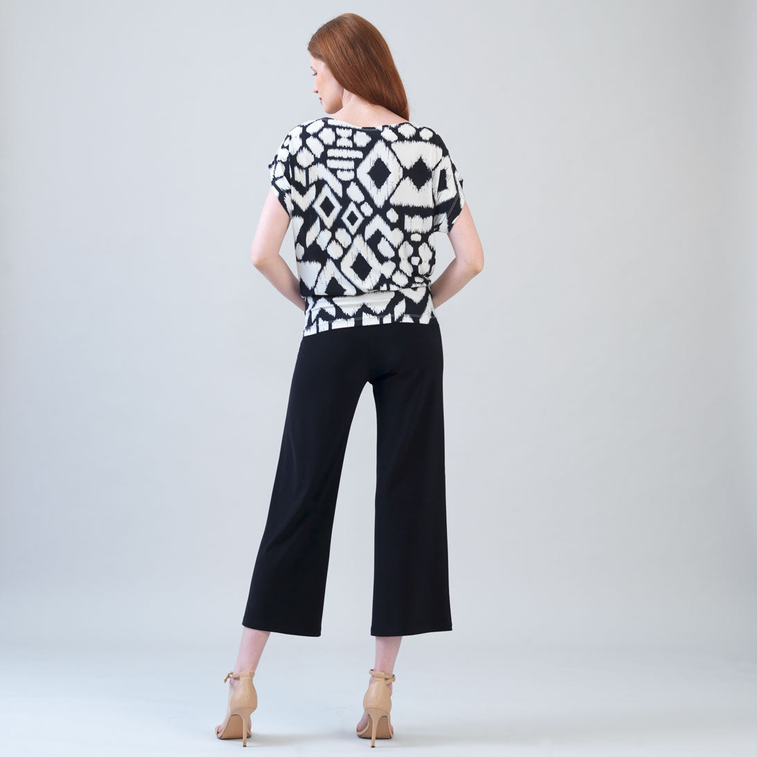 Clara Sunwoo Hot Sale - Crinkle Pleat Knit - Dolman Short Sleeve Top - Aztec - Final Sale