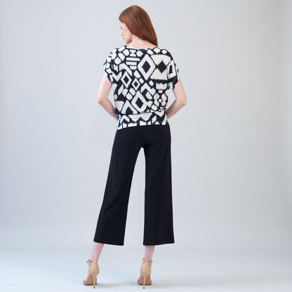 Clara Sunwoo Hot Sale - Crinkle Pleat Knit - Dolman Short Sleeve Top - Aztec - Final Sale