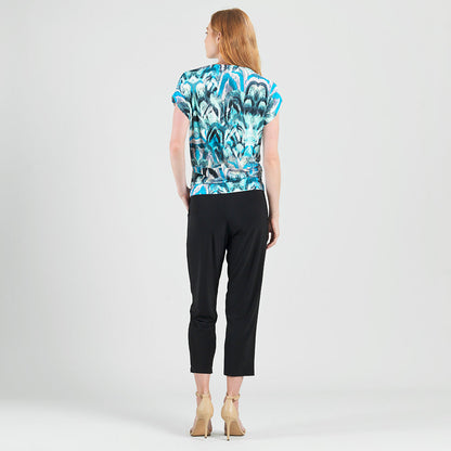 Clara Sunwoo Trending - Side Ruched Boat Neck Top - Abstract Prism - Final Sale!