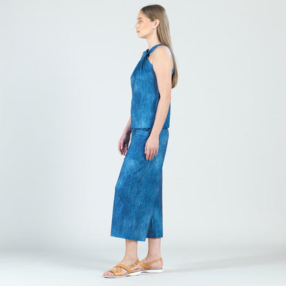 Clara Sunwoo Hot Sale - Grecian Halter Top - Denim Print - Final Sale