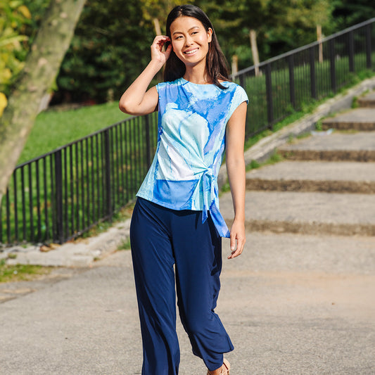 Clara Sunwoo Deals - Cap Sleeve Side Tie Top - Water Splash - Final Sale