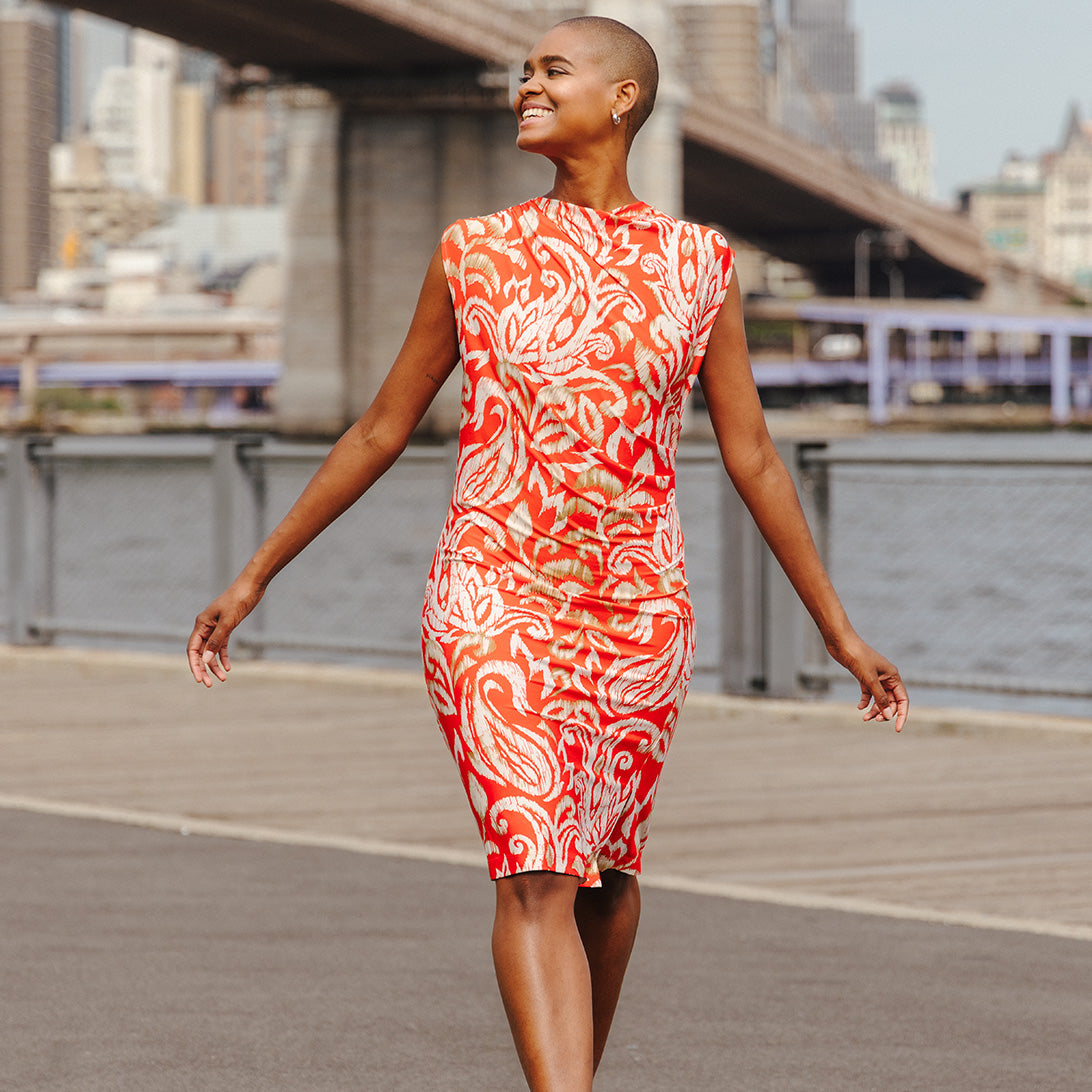 Clara Sunwoo Customer Favorite - Butter Knit - Side Slit Midi Dress - Paisley Lotus - Final Sale!