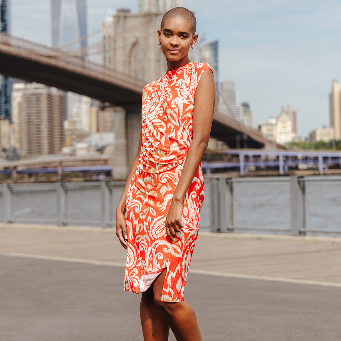 Clara Sunwoo Customer Favorite - Butter Knit - Side Slit Midi Dress - Paisley Lotus - Final Sale!