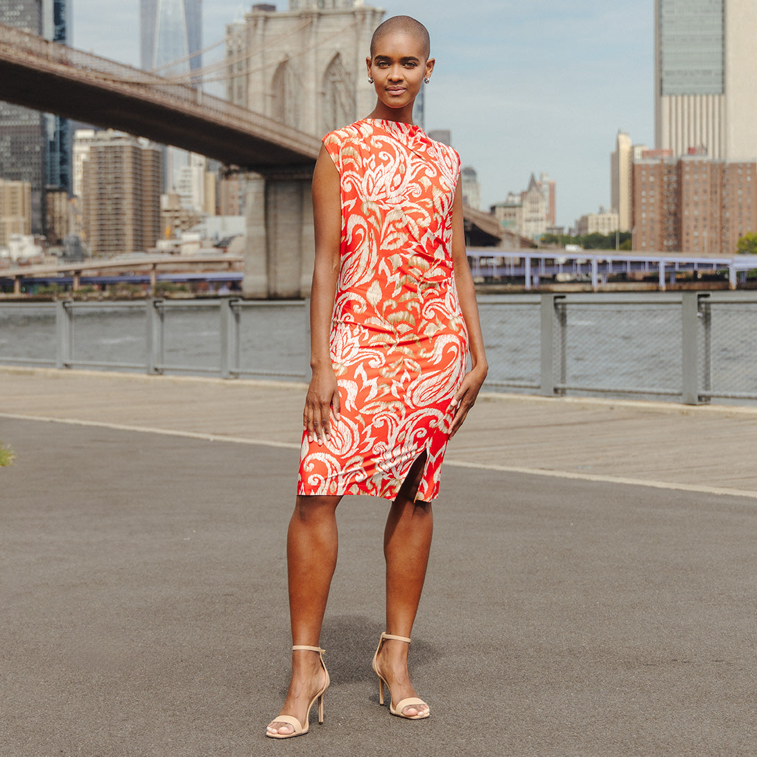 Clara Sunwoo Customer Favorite - Butter Knit - Side Slit Midi Dress - Paisley Lotus - Final Sale!
