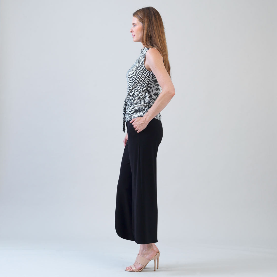 Clara Sunwoo Sale - Butter Knit - Sleeveless Center Front Tie Top - Greek Key - Final Sale!