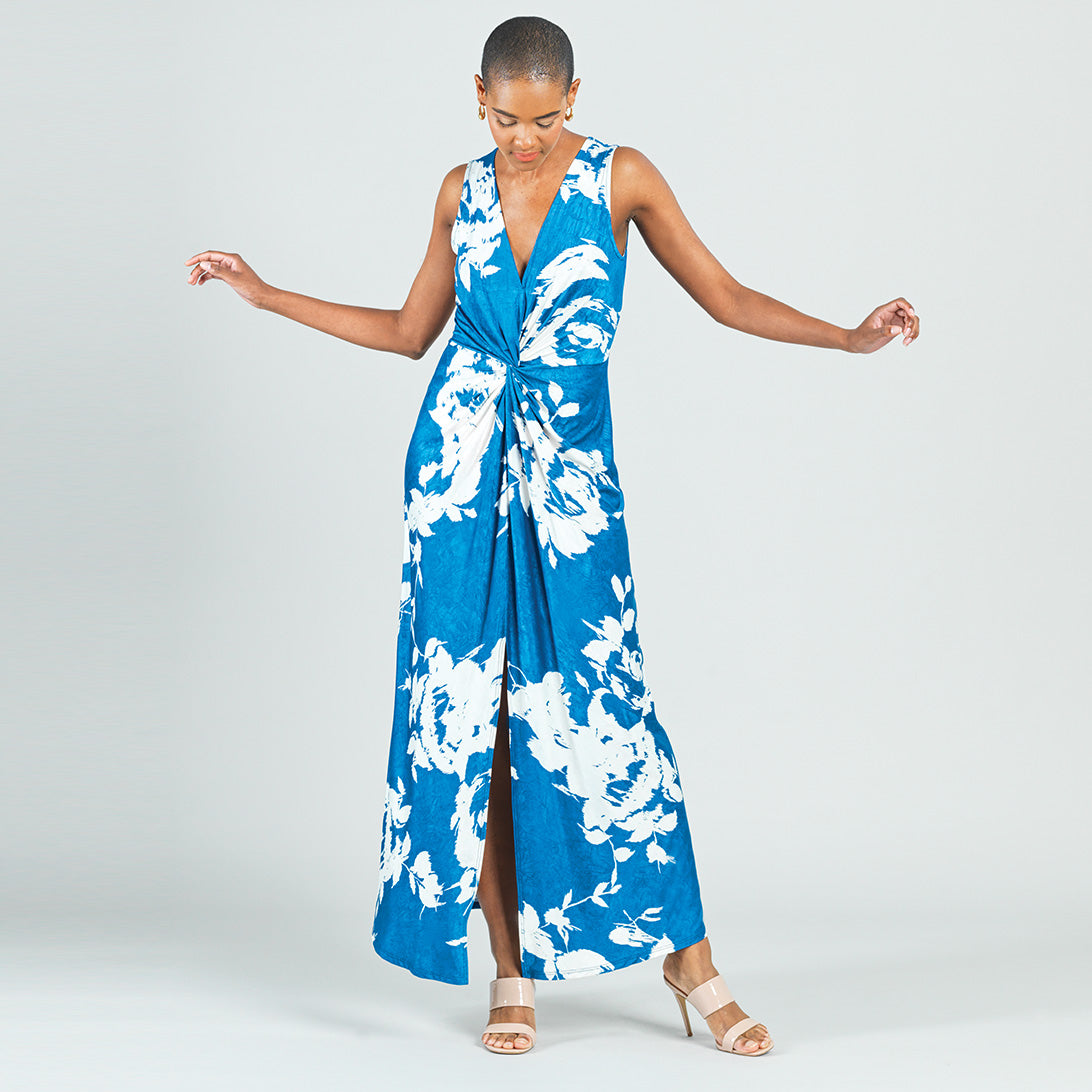 Clara Sunwoo Hot Sale - Crushed Silk Knit - Center Slit Maxi Dress - Dreamy Floral - Final Sale!