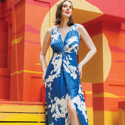 Clara Sunwoo Hot Sale - Crushed Silk Knit - Center Slit Maxi Dress - Dreamy Floral - Final Sale!