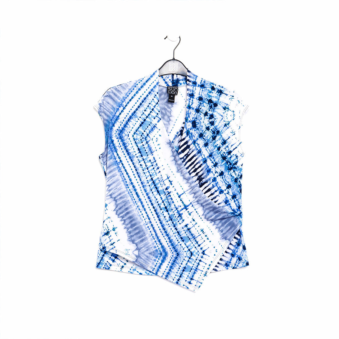 Clara Sunwoo Value - Crossover Faux Wrap Top - Acid Wash - Final Sale