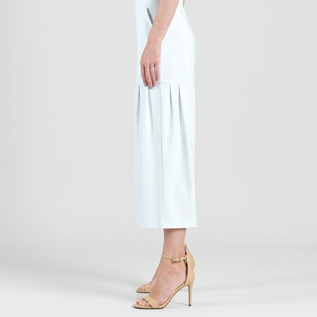 Clara Sunwoo Value - Rayon-Ponte Knit - Pleated Gaucho Pocket Pant - White - Final Sale