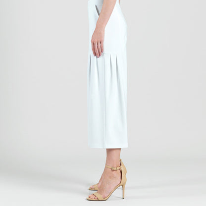 Clara Sunwoo Value - Rayon-Ponte Knit - Pleated Gaucho Pocket Pant - White - Final Sale