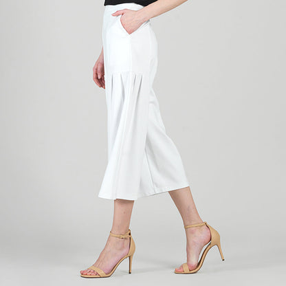 Clara Sunwoo Value - Rayon-Ponte Knit - Pleated Gaucho Pocket Pant - White - Final Sale