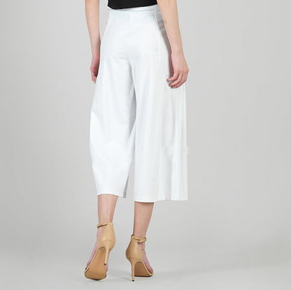 Clara Sunwoo Value - Rayon-Ponte Knit - Pleated Gaucho Pocket Pant - White - Final Sale