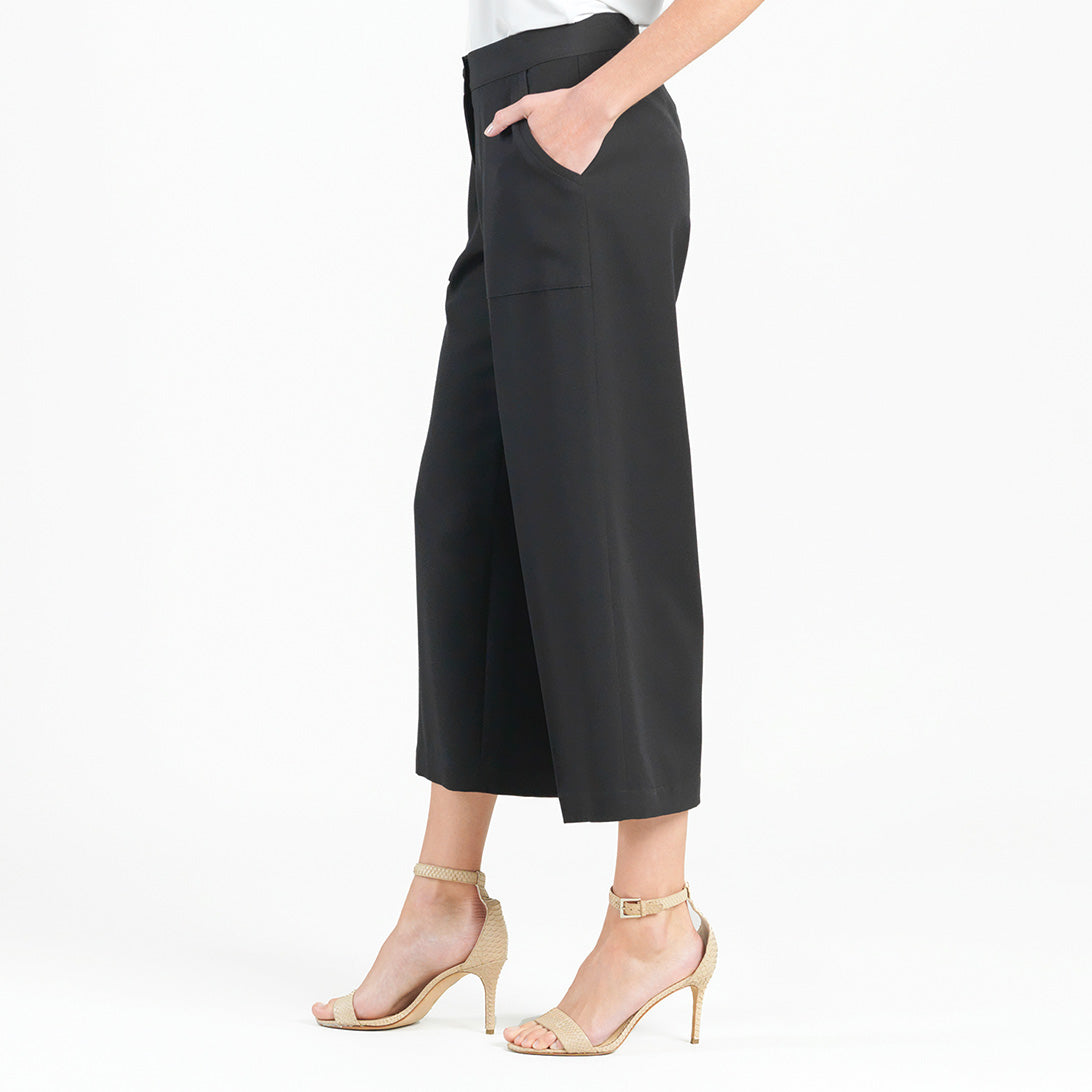 Clara Sunwoo Best Seller - Woven Twill - Zip Closure Front Pocket Cropped Trouser - Black - Final Sale!