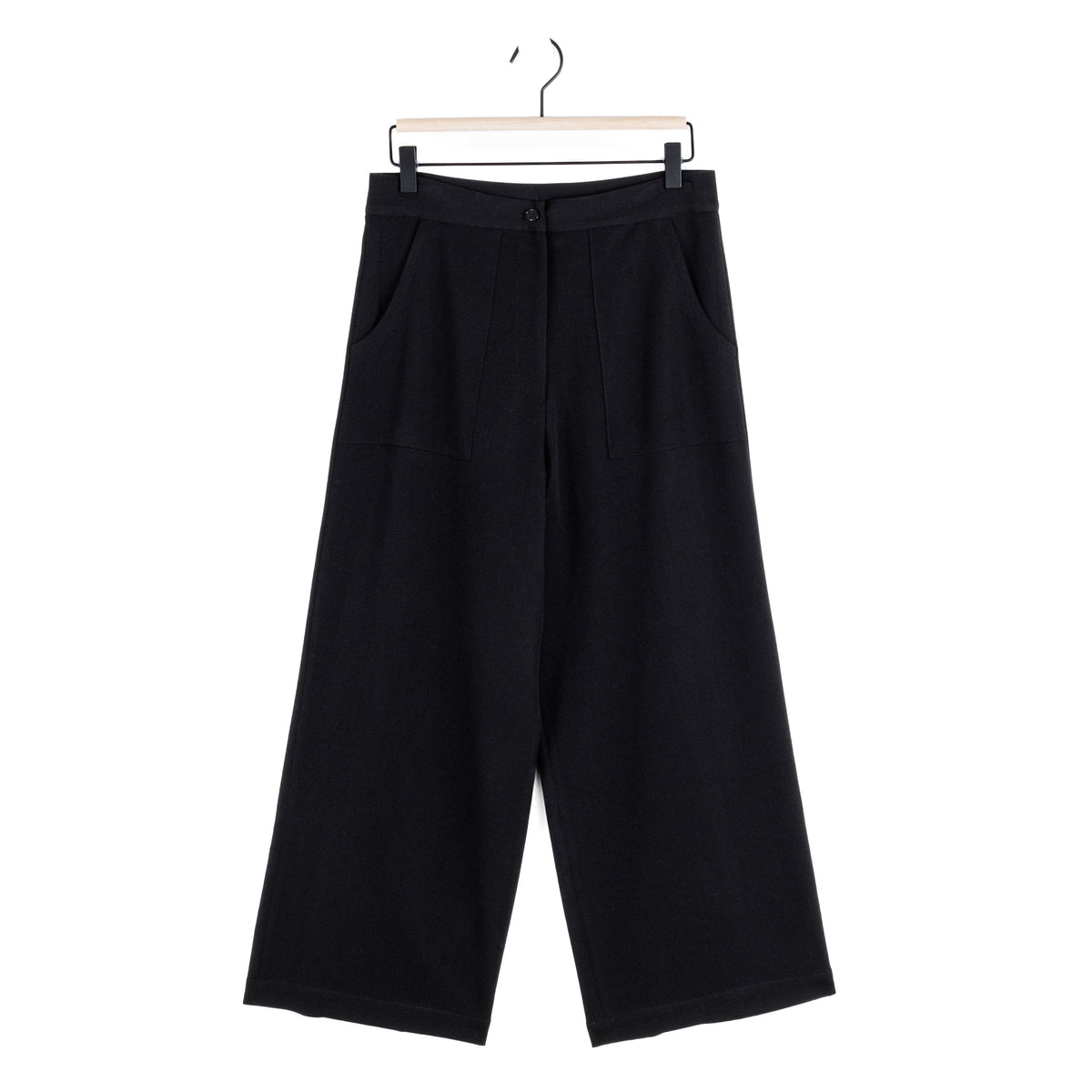 Clara Sunwoo Best Seller - Woven Twill - Zip Closure Front Pocket Cropped Trouser - Black - Final Sale!