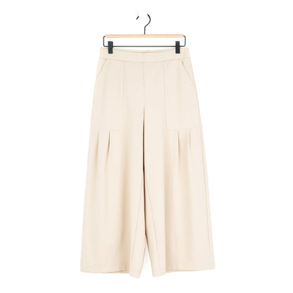 Clara Sunwoo Premium - Rayon-Ponte Knit - Pleated Gaucho Pocket Pant - Khaki - Final Sale