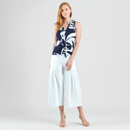 Clara Sunwoo Featured - Sleeveless V-Neck Center Front Tie Top - Abstract Branch - Final Sale