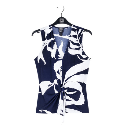 Clara Sunwoo Featured - Sleeveless V-Neck Center Front Tie Top - Abstract Branch - Final Sale