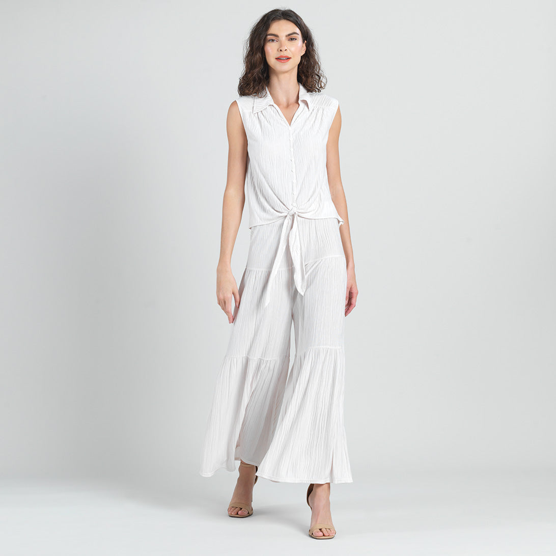 Clara Sunwoo Essential - Soft Pleat Knit - Tiered Skirt-Pant - Ivory - Final Sale!