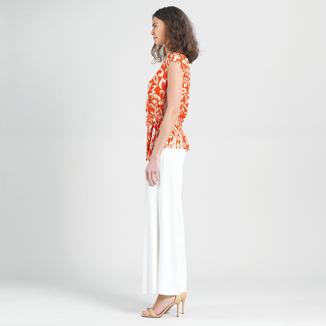 Clara Sunwoo Trusted - Butter Knit - Cap Sleeve Side Tie Top - Paisley Lotus Coral - Final Sale