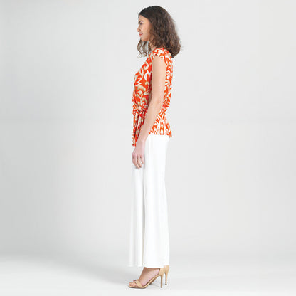 Clara Sunwoo Trusted - Butter Knit - Cap Sleeve Side Tie Top - Paisley Lotus Coral - Final Sale