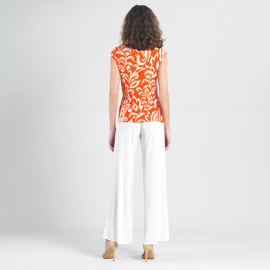 Clara Sunwoo Trusted - Butter Knit - Cap Sleeve Side Tie Top - Paisley Lotus Coral - Final Sale