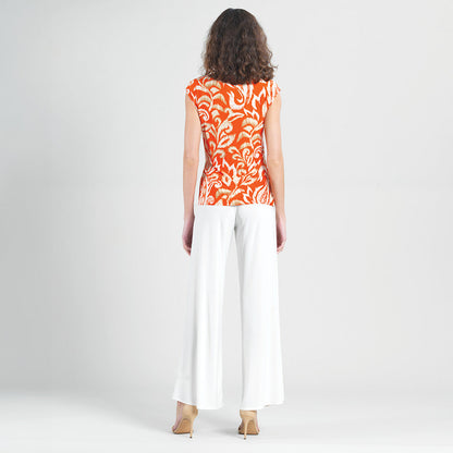 Clara Sunwoo Trusted - Butter Knit - Cap Sleeve Side Tie Top - Paisley Lotus Coral - Final Sale