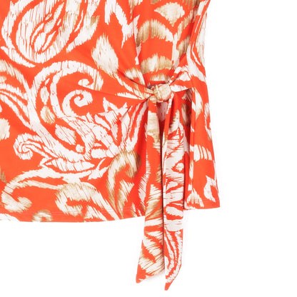 Clara Sunwoo Trusted - Butter Knit - Cap Sleeve Side Tie Top - Paisley Lotus Coral - Final Sale