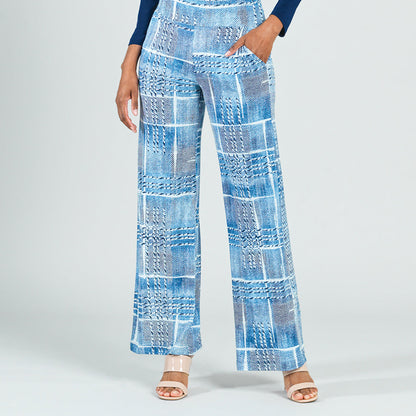 Clara Sunwoo Everyday - Textured Wide Leg Pocket Pant - Denim Plaid - Final Sale!