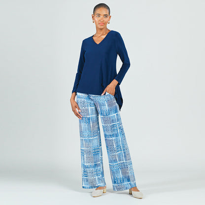 Clara Sunwoo Everyday - Textured Wide Leg Pocket Pant - Denim Plaid - Final Sale!