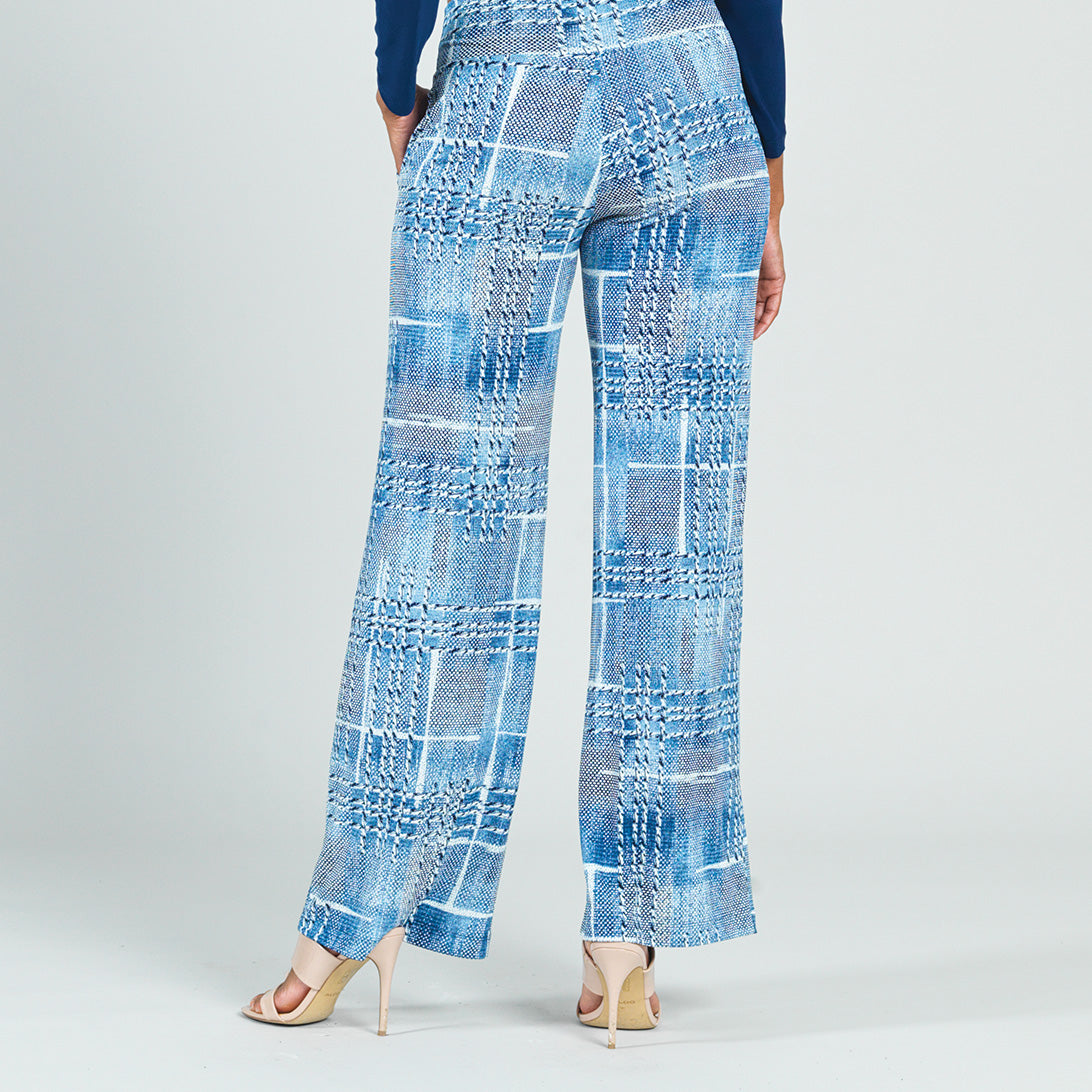 Clara Sunwoo Everyday - Textured Wide Leg Pocket Pant - Denim Plaid - Final Sale!